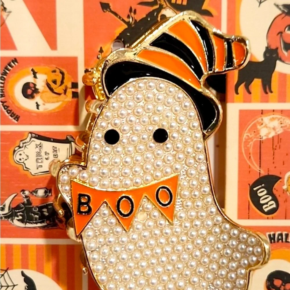 NWT ⚜️🖤⚜️ Piper K Adorable Ghost with BOO Banner Hair claw Clip